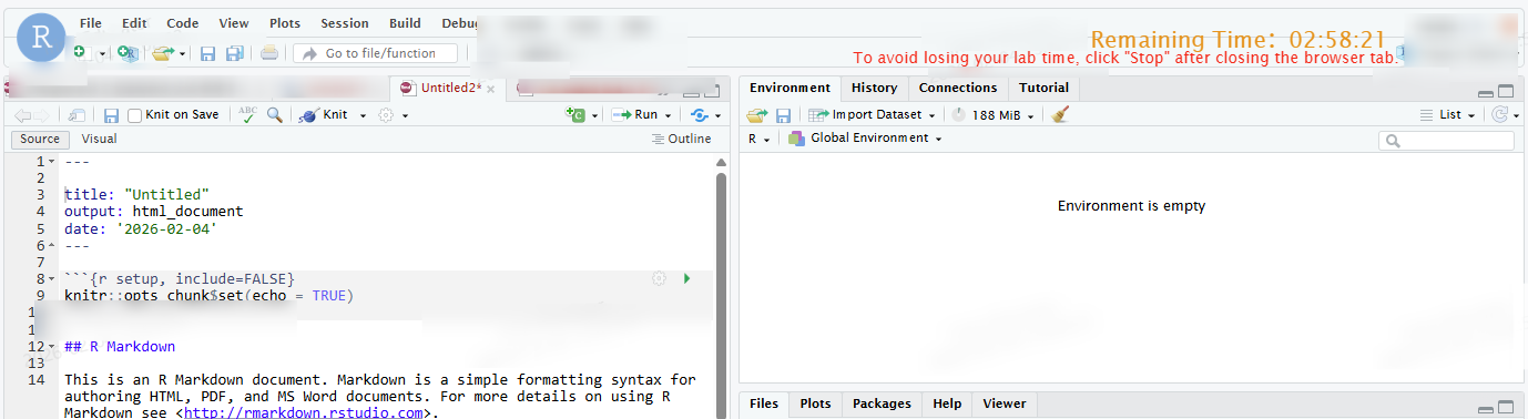 RStudio lab screenshot